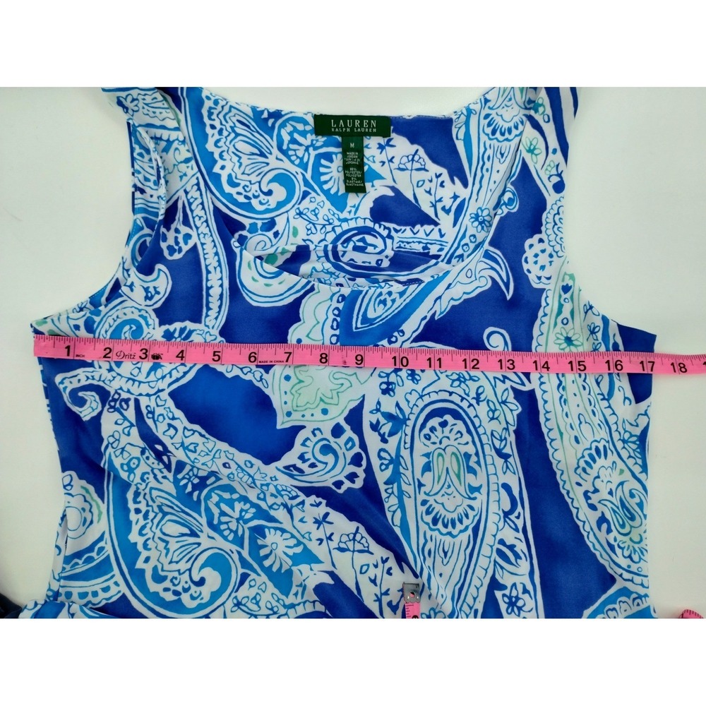 Lauren Ralph Lauren Blue White Paisley Sleeveless Midi Dress Pullover Medium‎ - Picture 4 of 6